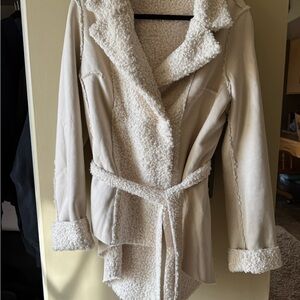 VENUS Cream Hi-Low faux suede & sheep’s wool Jacket NWOT never worn.